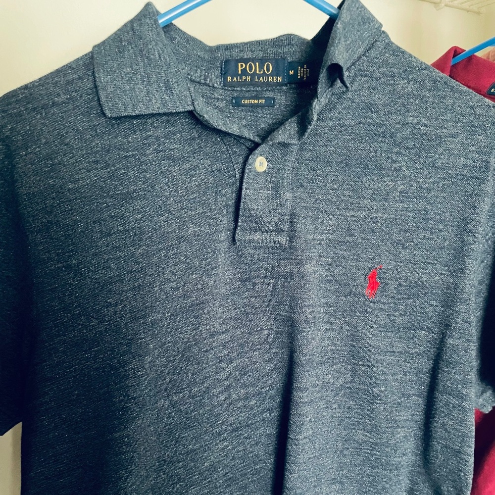 Ralph Lauren custom fit blue heather polo shirt small